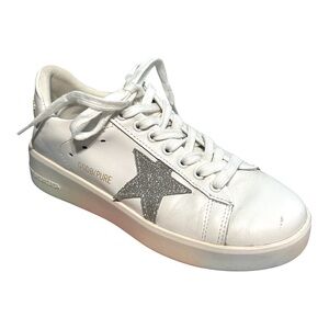 Golden Goose Pure-Star Swarovski Crystal Star Sneakers White and Silver Size 7